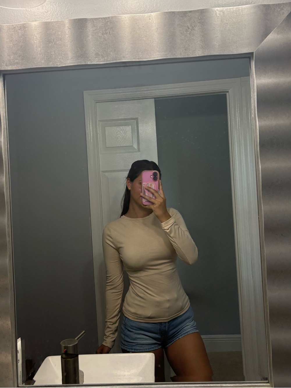Xs Women's Long Sleeve Crewneck Tee - Beige